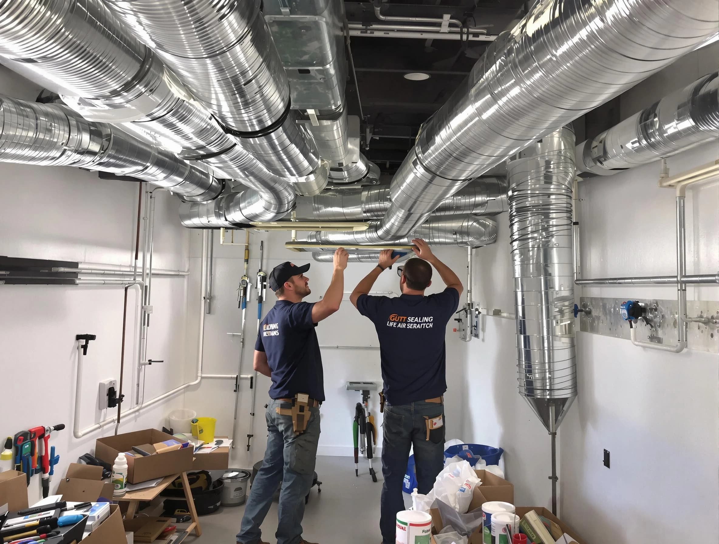 Westminster Air Duct Cleaning technician applying professional duct sealing solutions in Westminster
