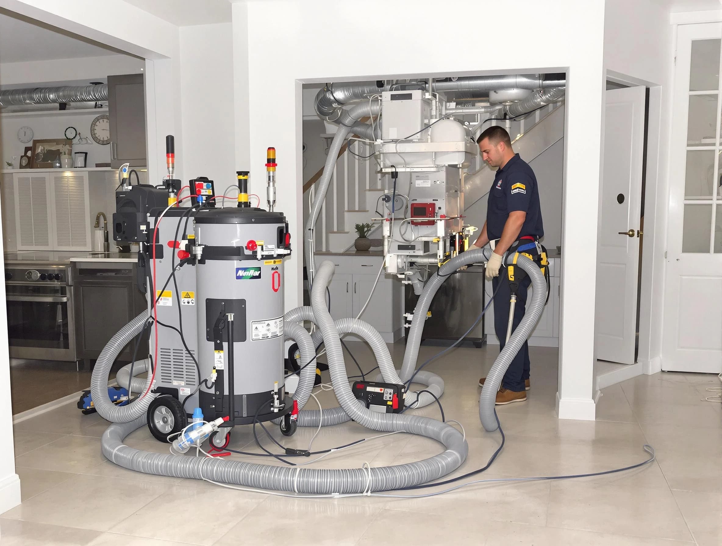Westminster Air Duct Cleaning technician operating negative pressure cleaning equipment for thorough duct maintenance in Westminster