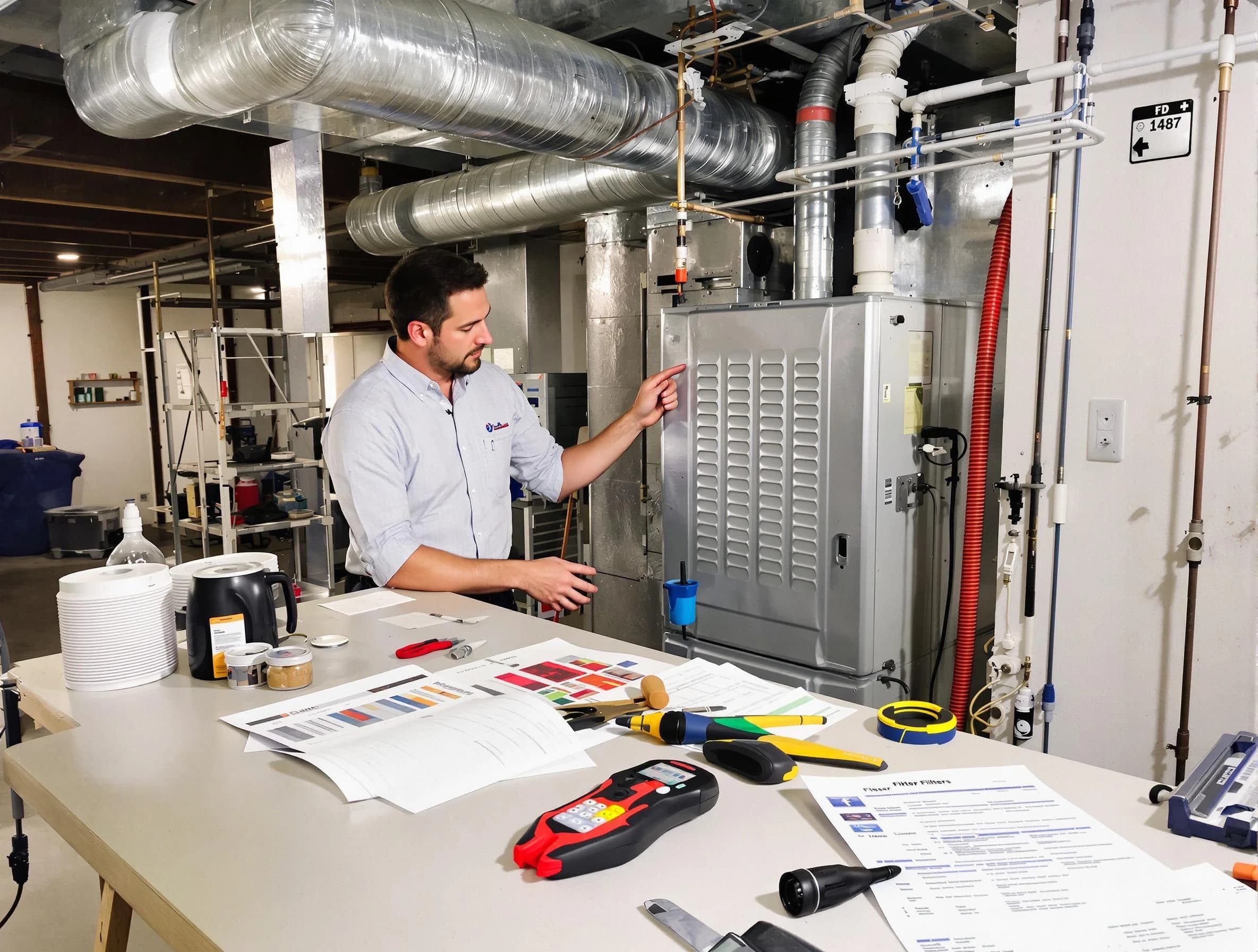 Westminster Air Duct Cleaning inspector conducting detailed filter system evaluation using professional diagnostic tools in Westminster
