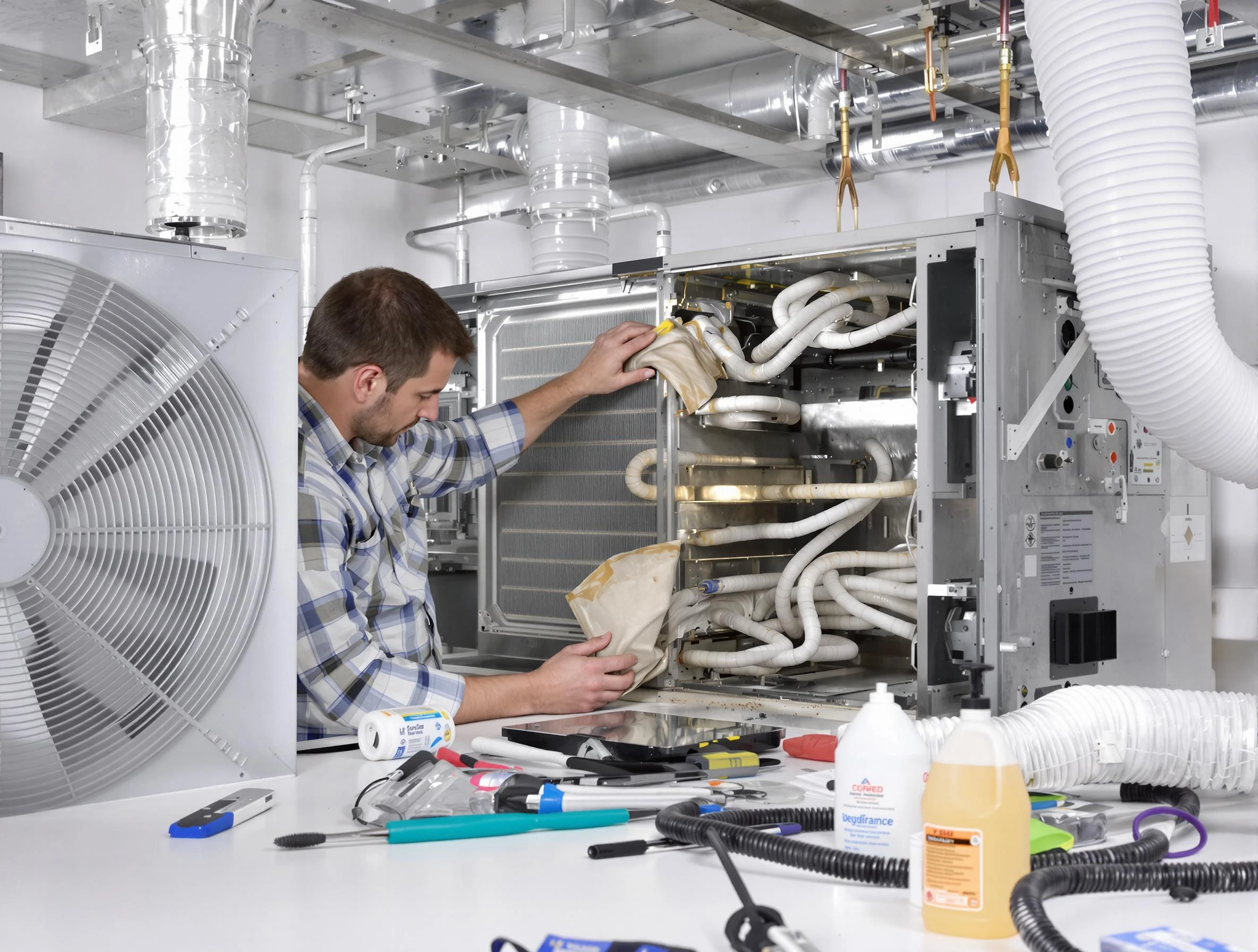 Westminster Air Duct Cleaning specialist performing precision AC coil cleaning in Westminster