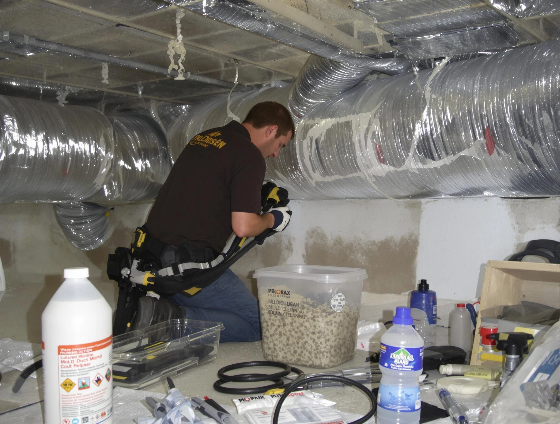 Westminster Air Duct Cleaning specialist performing professional mold removal from air ducts in Westminster